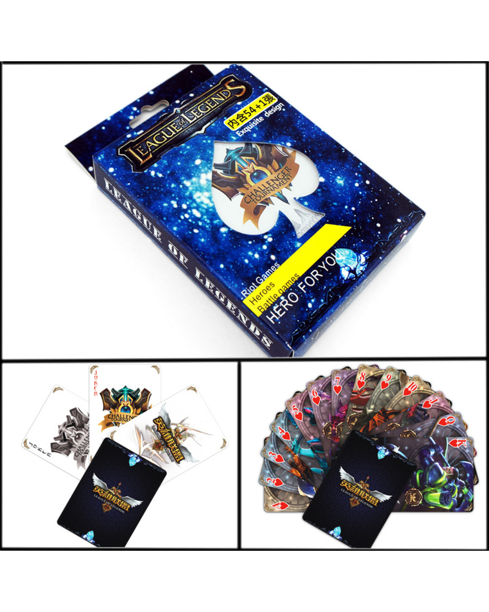 54 Sheets/Set Cartoon Lol League Of Legends Poker Cards Comics Character Collection Playing Cards Toy front-2