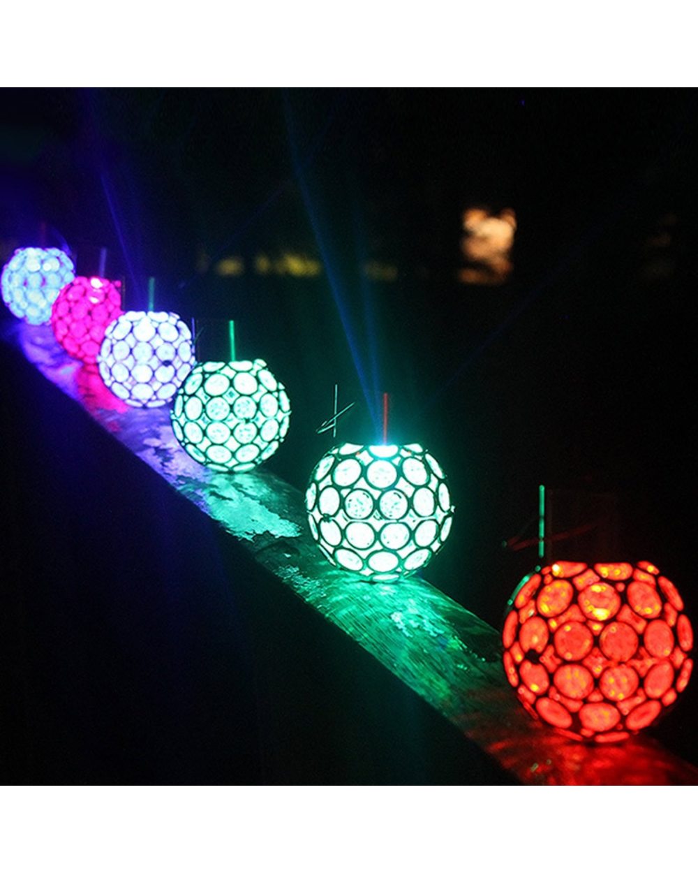 LED Solar Hanging Light(Solar Powered) Waterproof Hollow Out Ball Lamp front-4