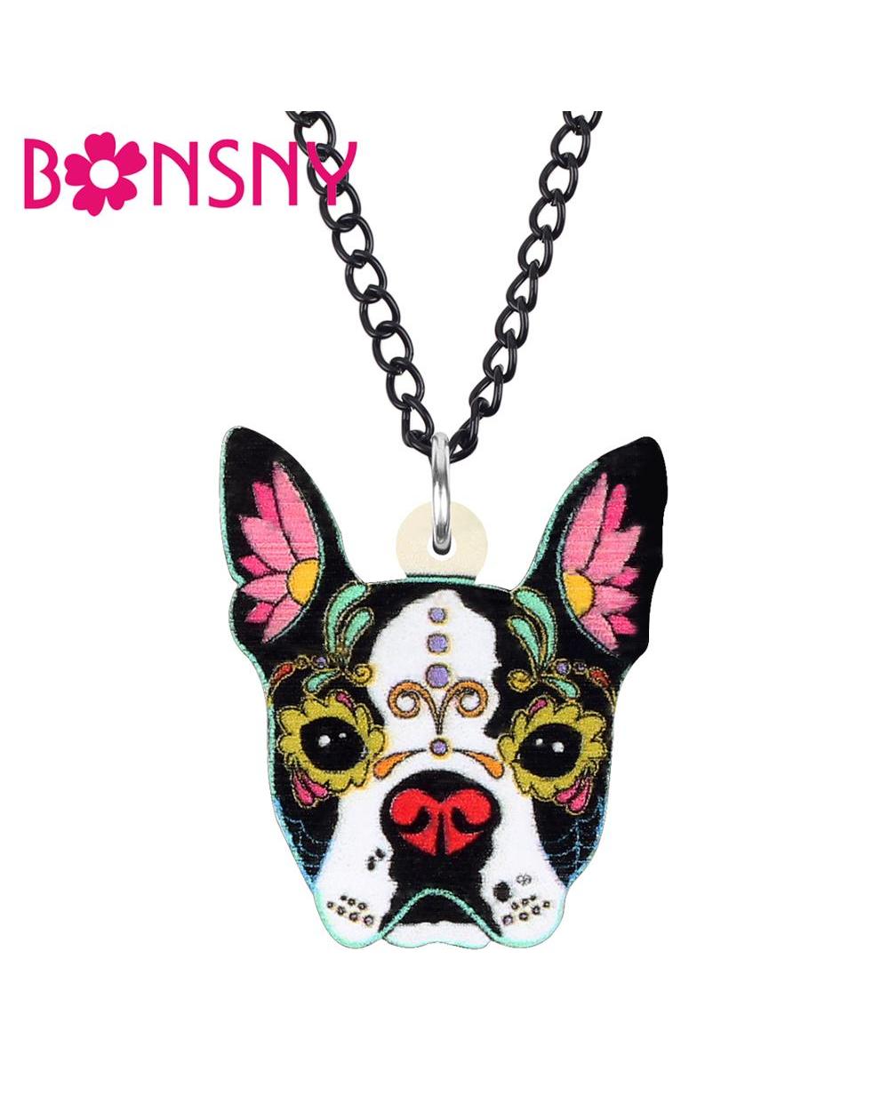 French Bulldog Dog Necklace Animal Pets Collar Pendant Jewelry For Women Teens Gift Accessories front-0