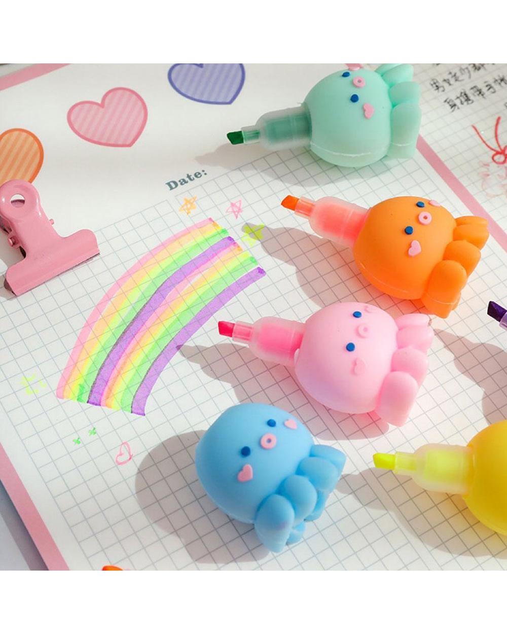 Kawaii Multicolor Assembly Octopus Fluorescent Marker Student Gift School Stationery Painting Pen Highlight Set Marker front-2