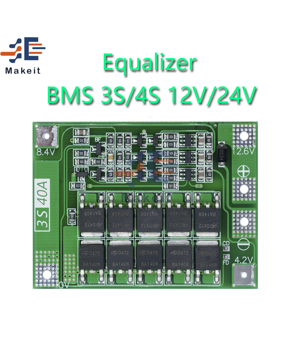 Equalizer Bms 3S/4S 12V/24V Bms Balance 3S/4S Li-Ion Lithium Battery 18650 Charger Pcb Bms Protection Board With Balanc front-1