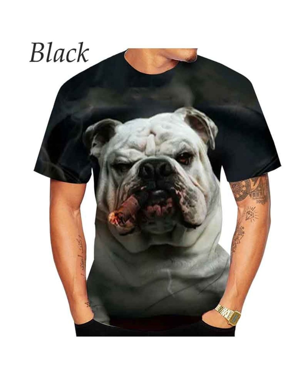 Unisex Cute Bulldog 3D Printed Cute T-shirt Fitness Short Sleeve Tops Tee front-0