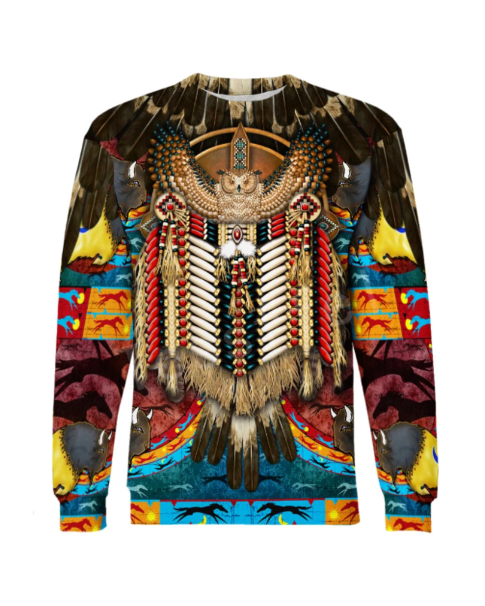 Hoodie Owl Native Feather Color 3D Print Hoodies VG06 front-3