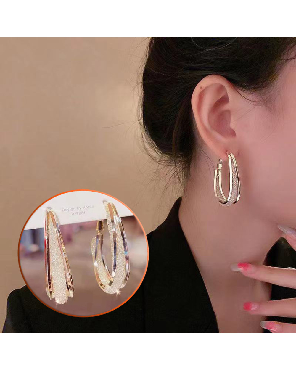 LAST DAY 70% OFF - Woven Mesh Oval Earrings front-9