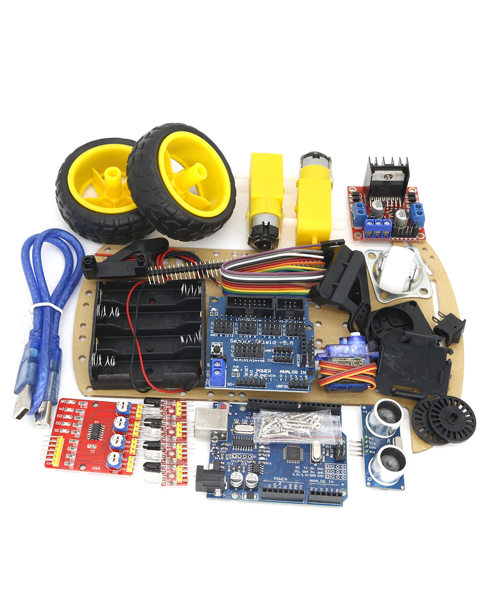 New Avoidance Tracking Motor Smart Robot Car Chassis Kit Speed Encoder Battery Box 2Wd 4Wd Ultrasonic Module For Arduin front-1