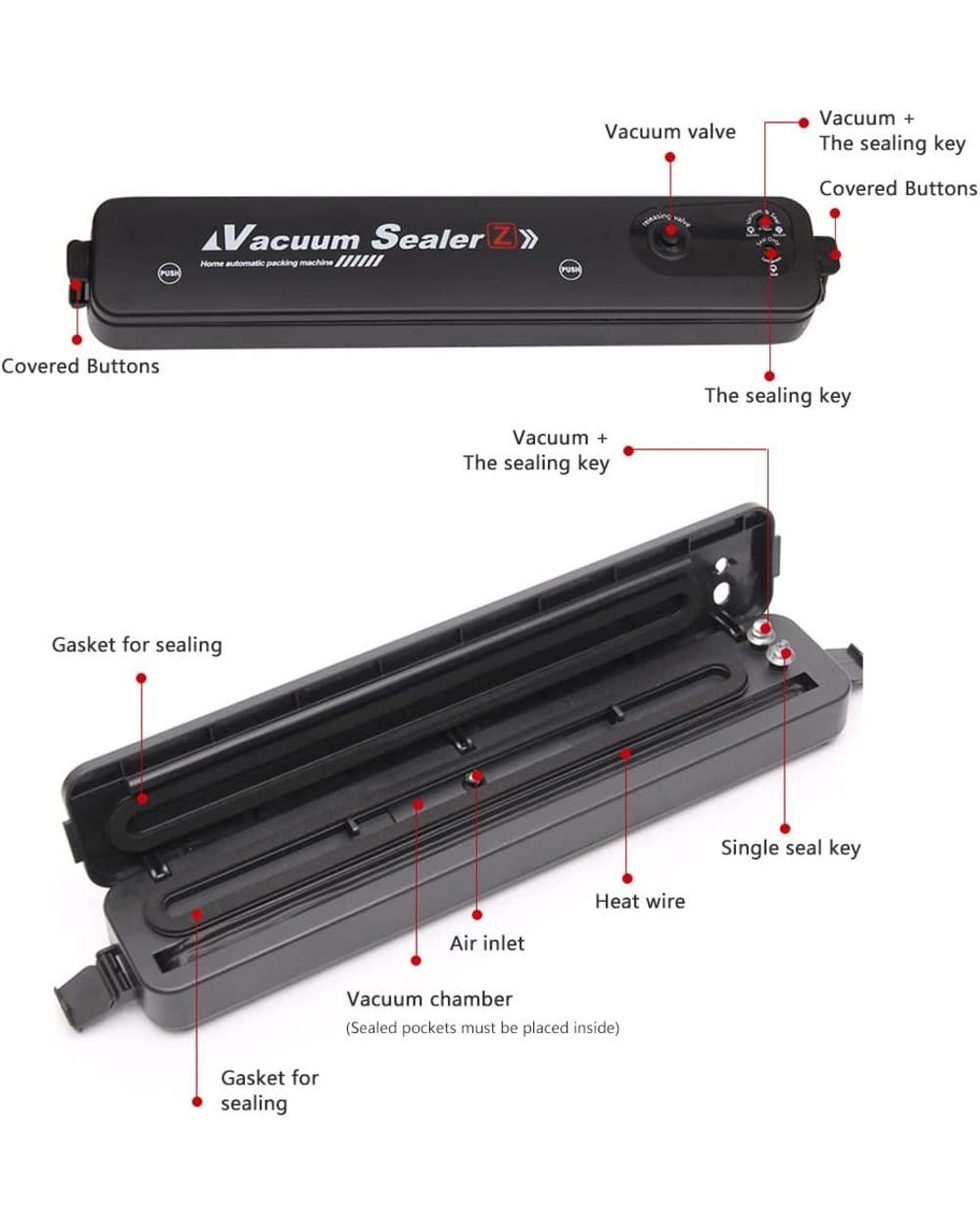 Electric Vacuum Sealer Packaging Machine For Home Kitchen Vacuum Sealing Machine Commercial Packaging Machine For Food front-5