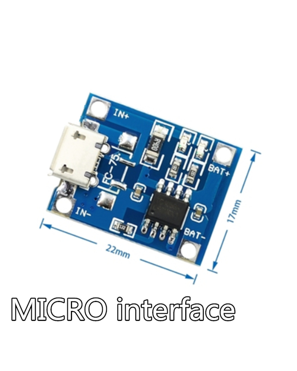 5Pcs Micro Type-C Usb 5V 1A 18650 Tp4056 Lithium Battery Charger Module Charging Board With Protection Dual Functions 1 front-3
