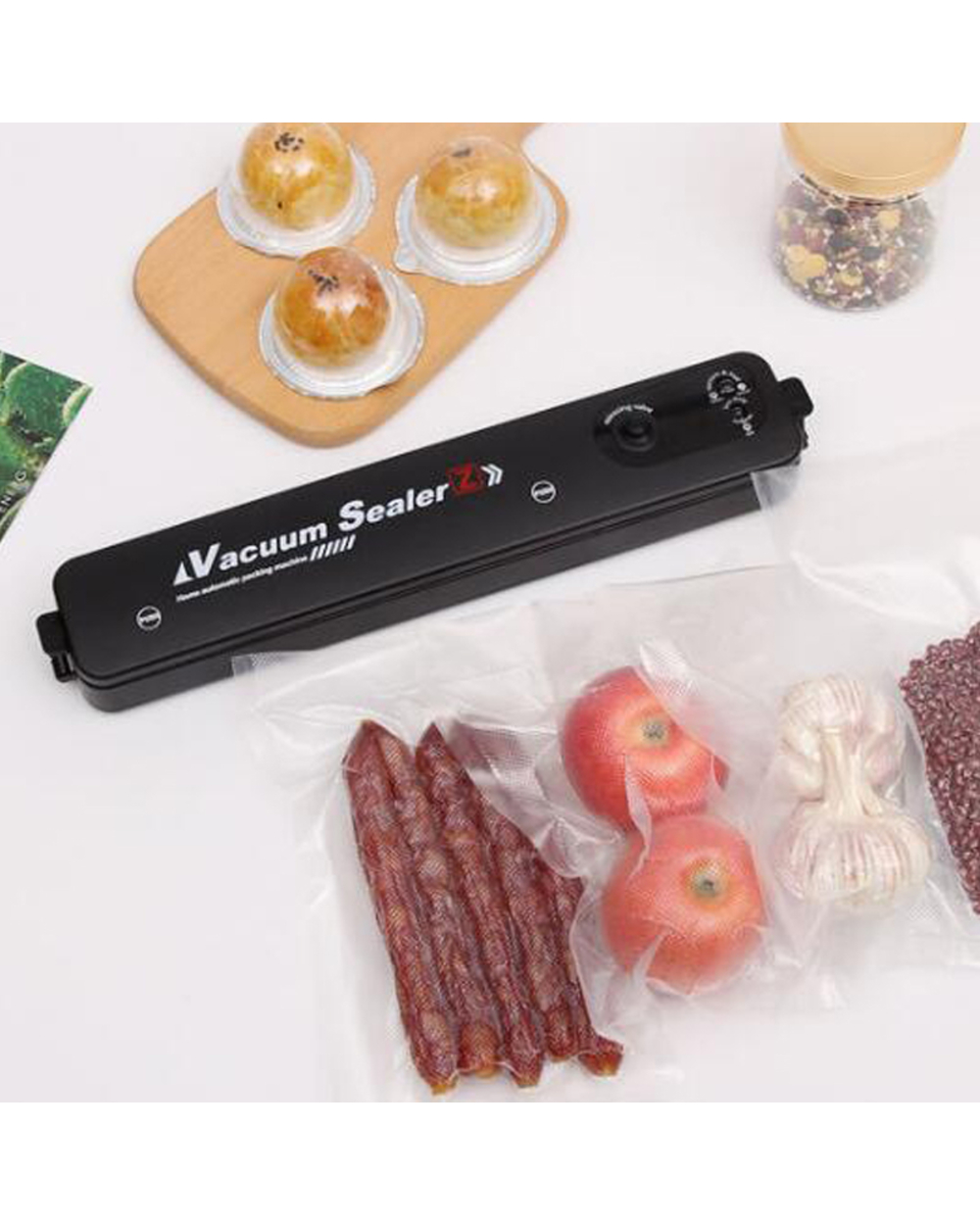 220V/110V Kitchen Vacuum Food Sealer Automatic Commercial Household Food Vacuum Sealer Packaging Machine With Bags For front-1