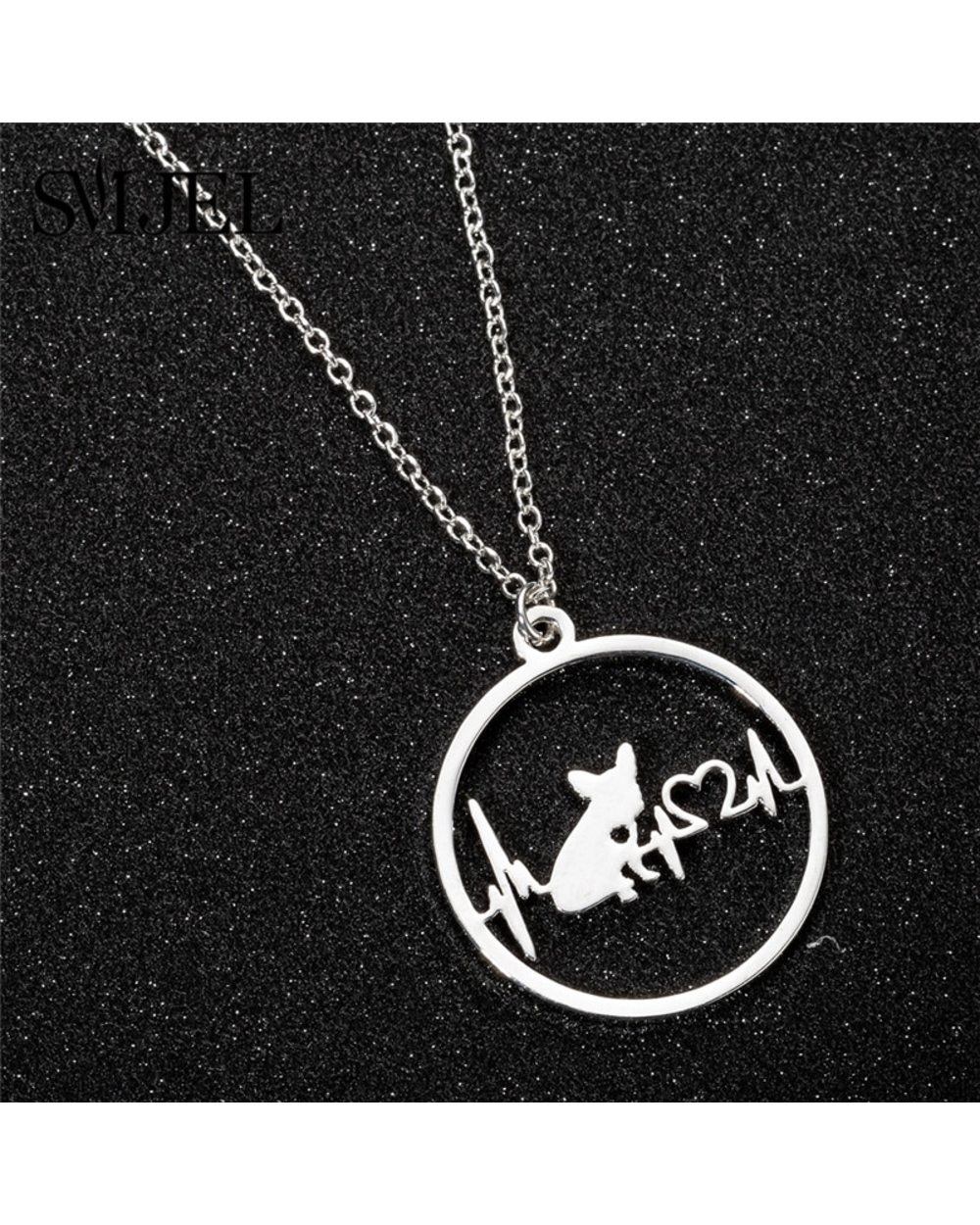 SMJEL Cartoon Dog Pendant Necklace for Women Fashion German Shepherd Jewelry Heartbeat Paw Choker Necklace Chainfor Kids front-5