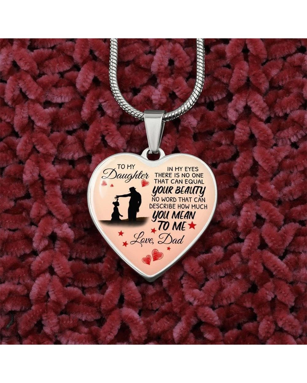 To My Daughter Love Dad Heart Necklace Jewelry Gift front-1