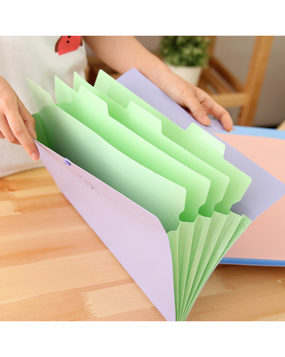 Kawaii File Organization Folder A4 File Document Bag Pouch Bill Wallet Folder Holder Organizer Fastener School Office S front-1