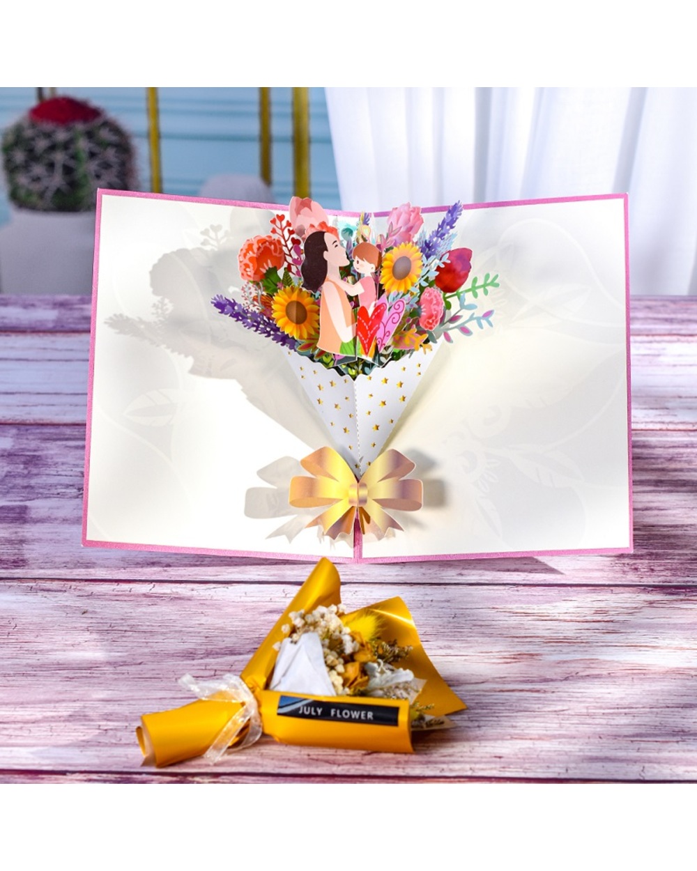 3D Pop Up Mothers Day Cards Gifts Floral Bouquet Greeting Cards Flowers for Mom Wife Birthday front-2