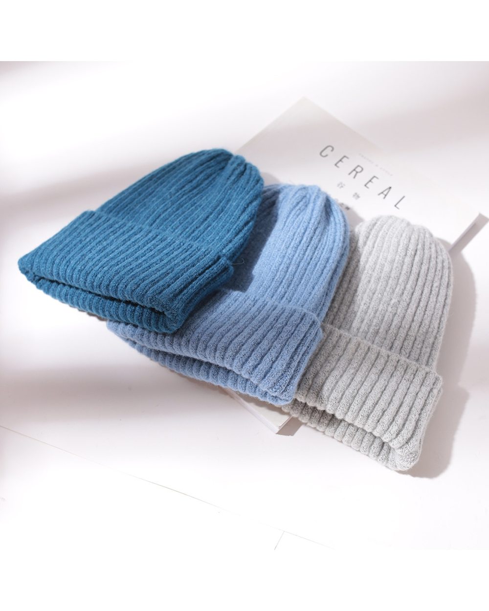 Candy Color Beanie Hat For Women Winter Hat Knitted Imitation Cashmere Skullies Warm Soft Bonnet Cap Female Hats For Gi front-0