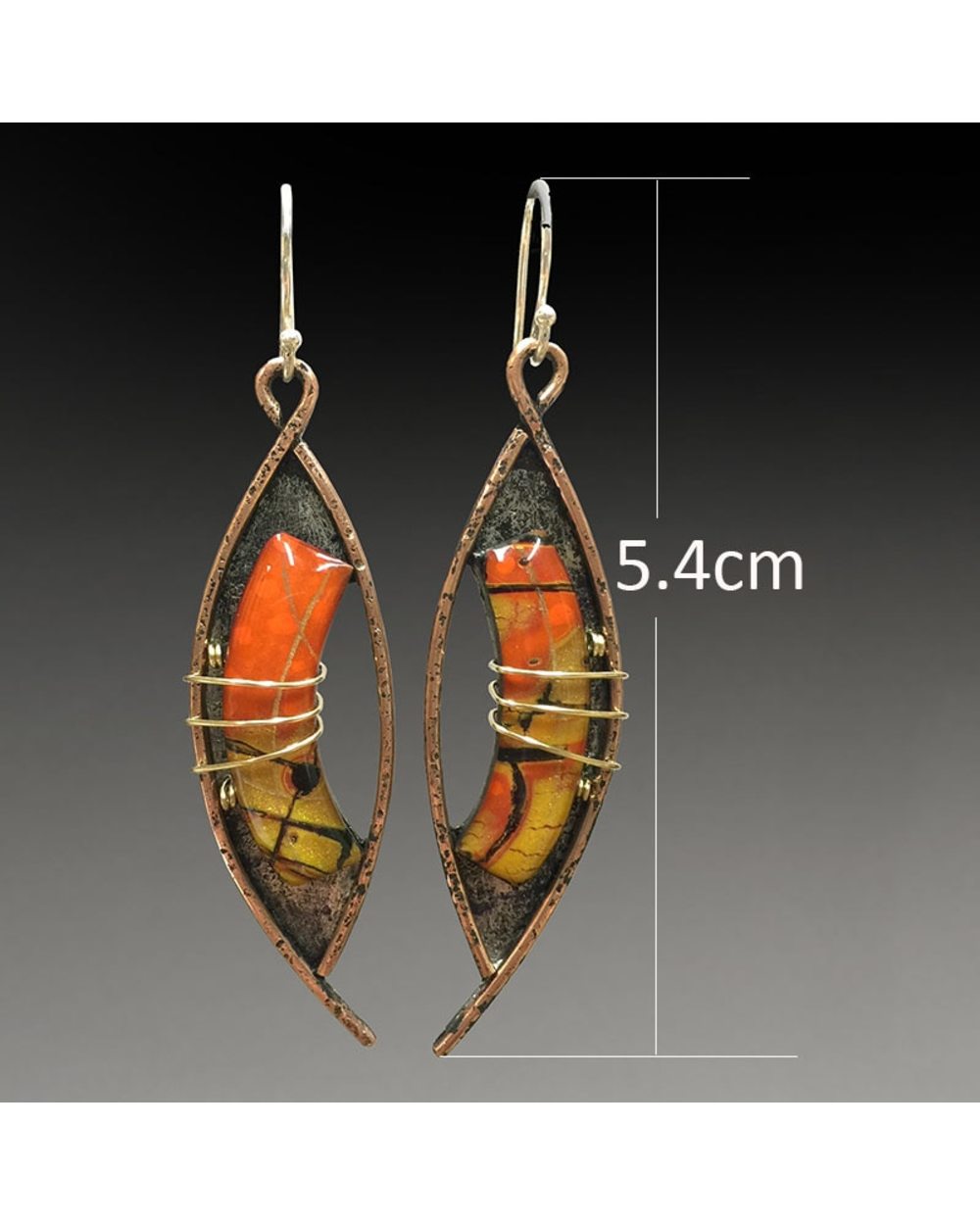 Stone Earrings Vintage Red Bronze Hollow Metal Bending Golden Lines Dangle Earrings For Women front-4