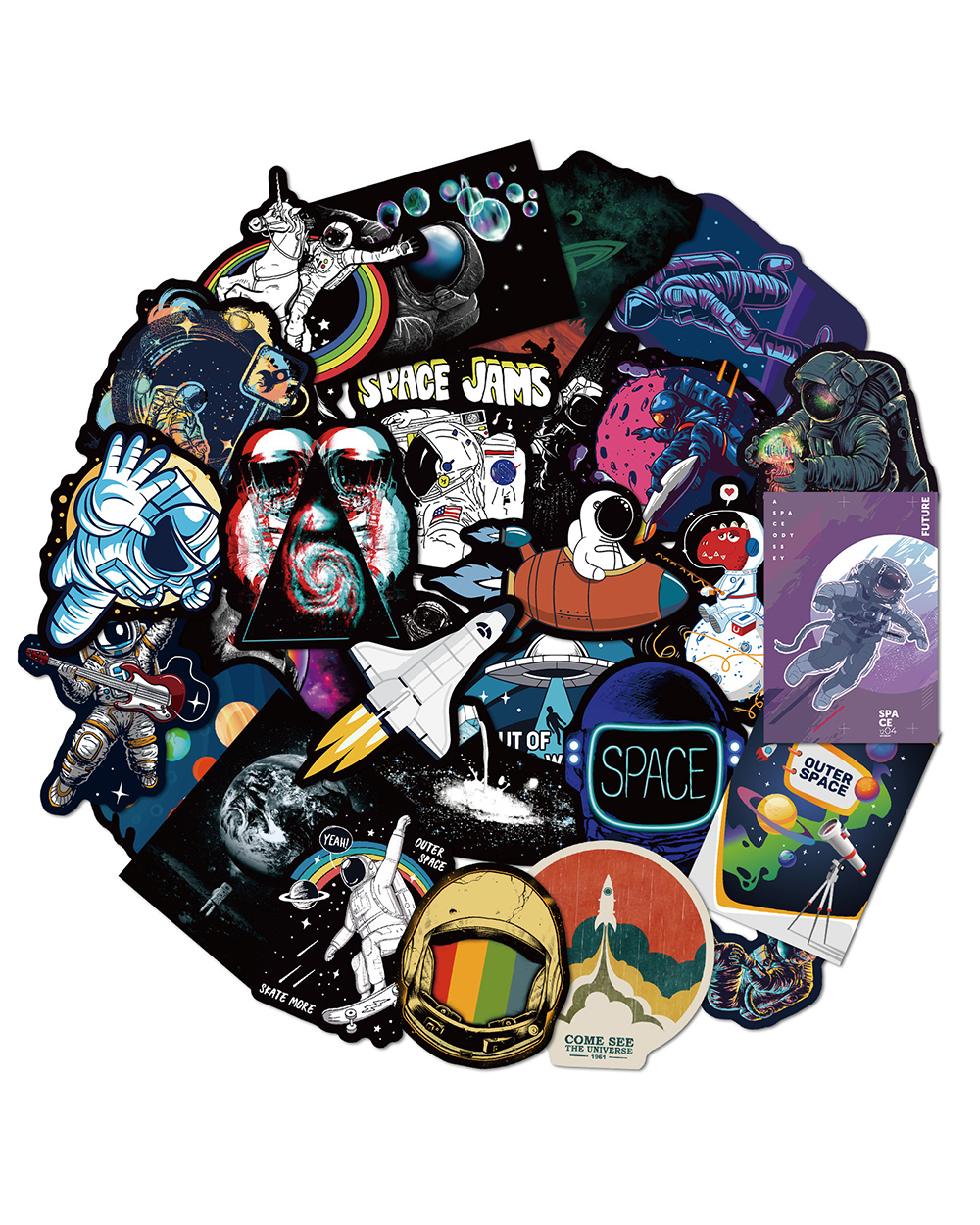 10/30/50PCS Outer Space Astronaut Graffiti Stickers Cartoon DIY Skateboard Fridge Motorcycle Luggage PVC Waterproof front-4