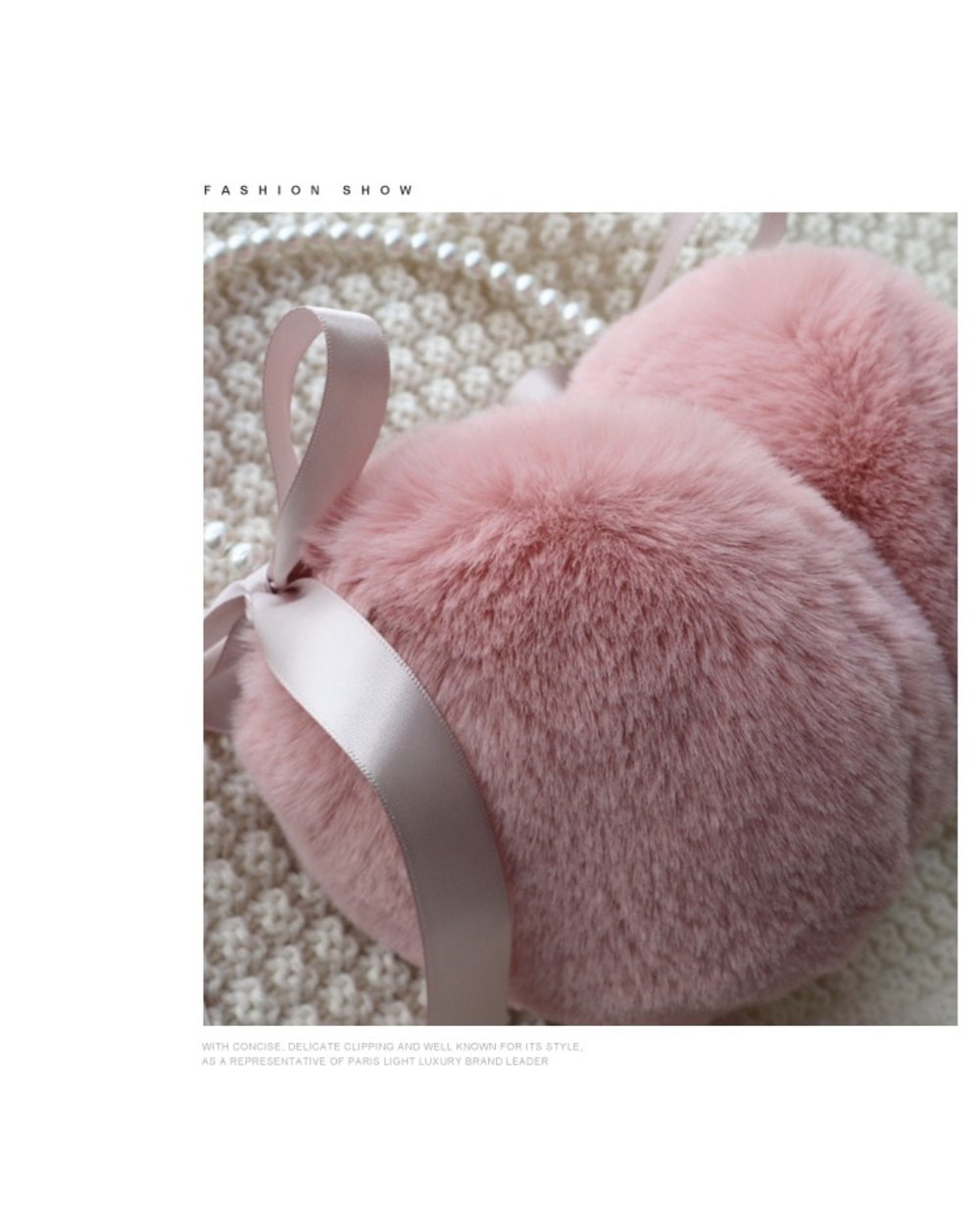 1Pcs Ribbon Pearl Earmuffs Cute And Winter Keep Warm Comfortable Unisex Warmers Imitation Rabbit Plush Ear Muff Kids Ad front-1