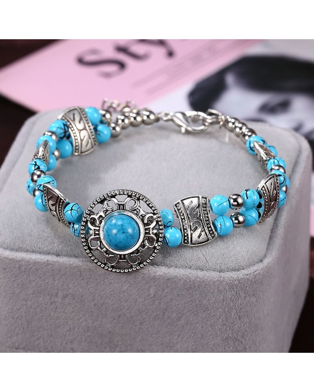 Natural stone Beads Bracelet Strand Bracelets For Women Handmade Jewelry front-3
