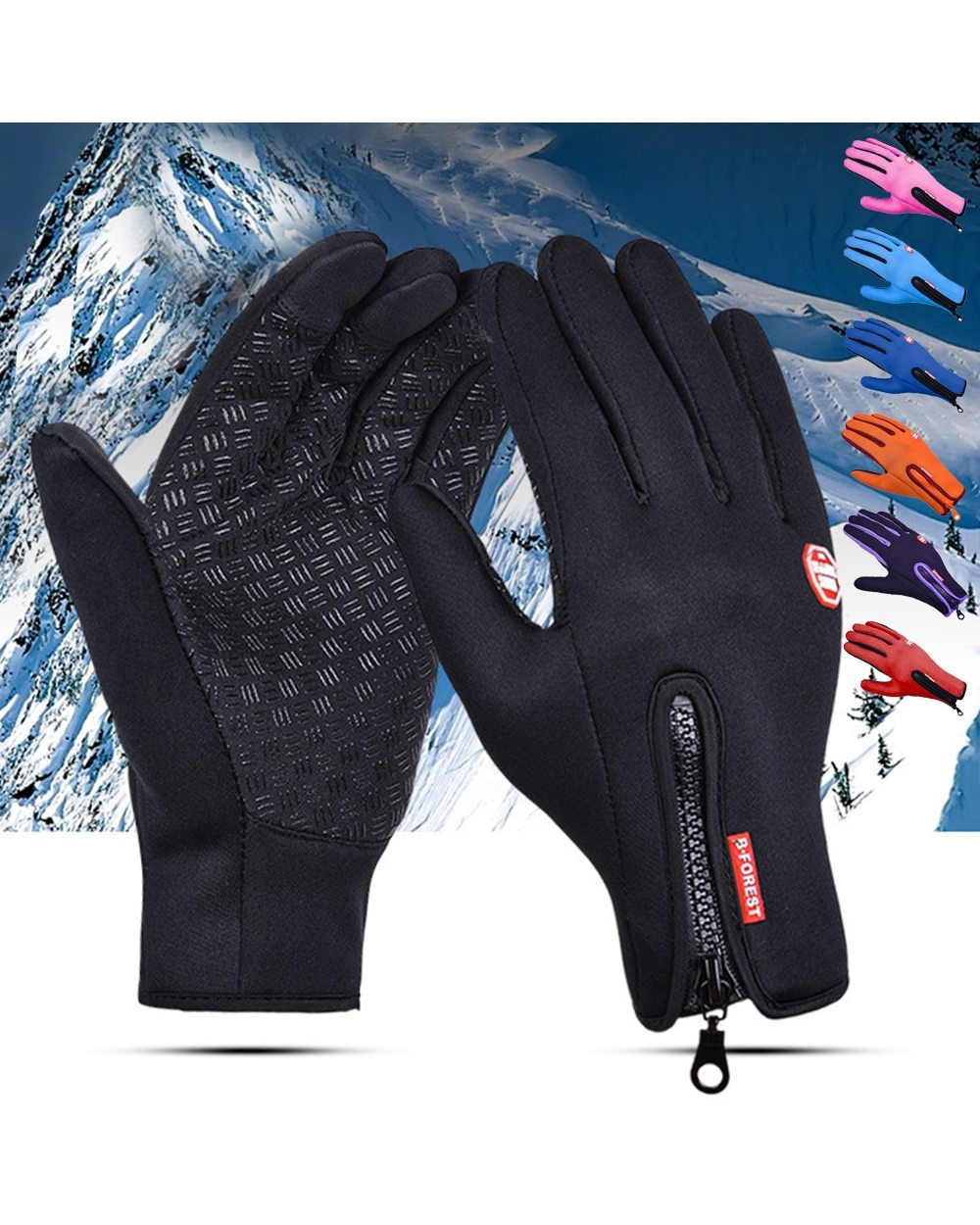 Winter Cycling Gloves Bicycle Warm Gloves Waterproof Outdoor Bike Skiing Hiking Motorcycle Riding gloves Touchscreen front-0