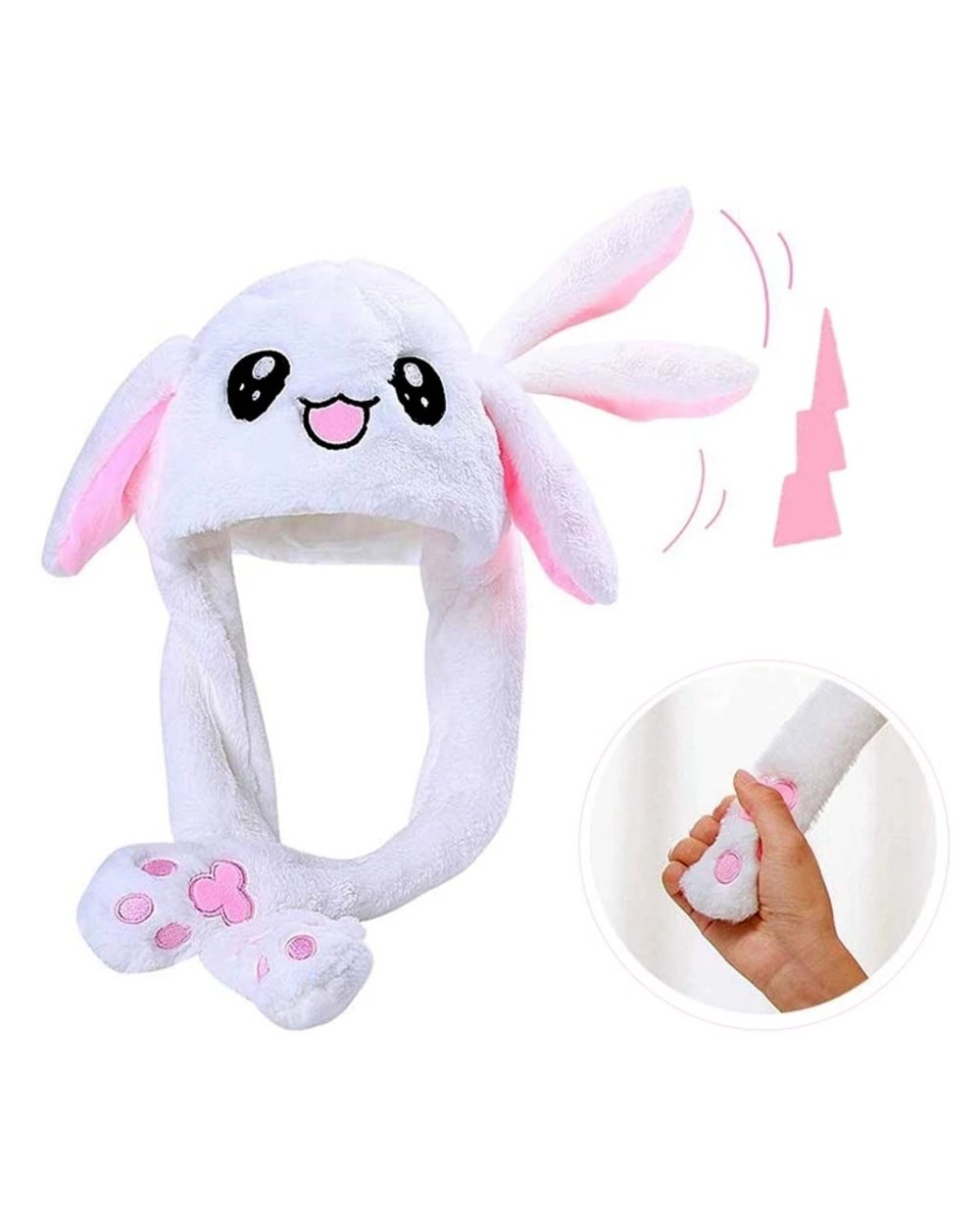 Cartoon Rabbit Hats For Women Child Girls Beanie Winter Plush Bunny Movable Ears Hip Hop Toy Caps front-4