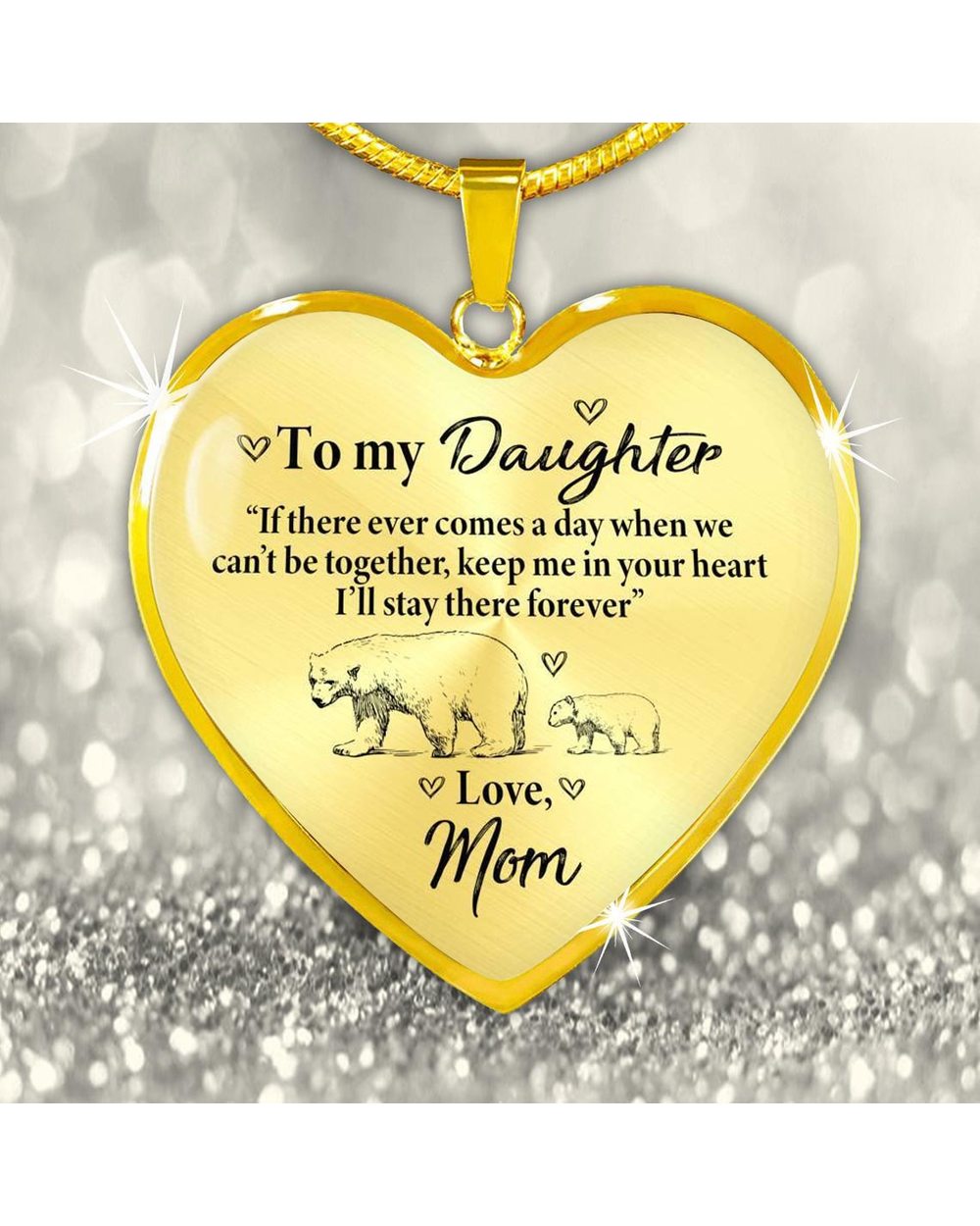 To My Daughter Heart Shape Pendant Necklace From Love Mom front-1