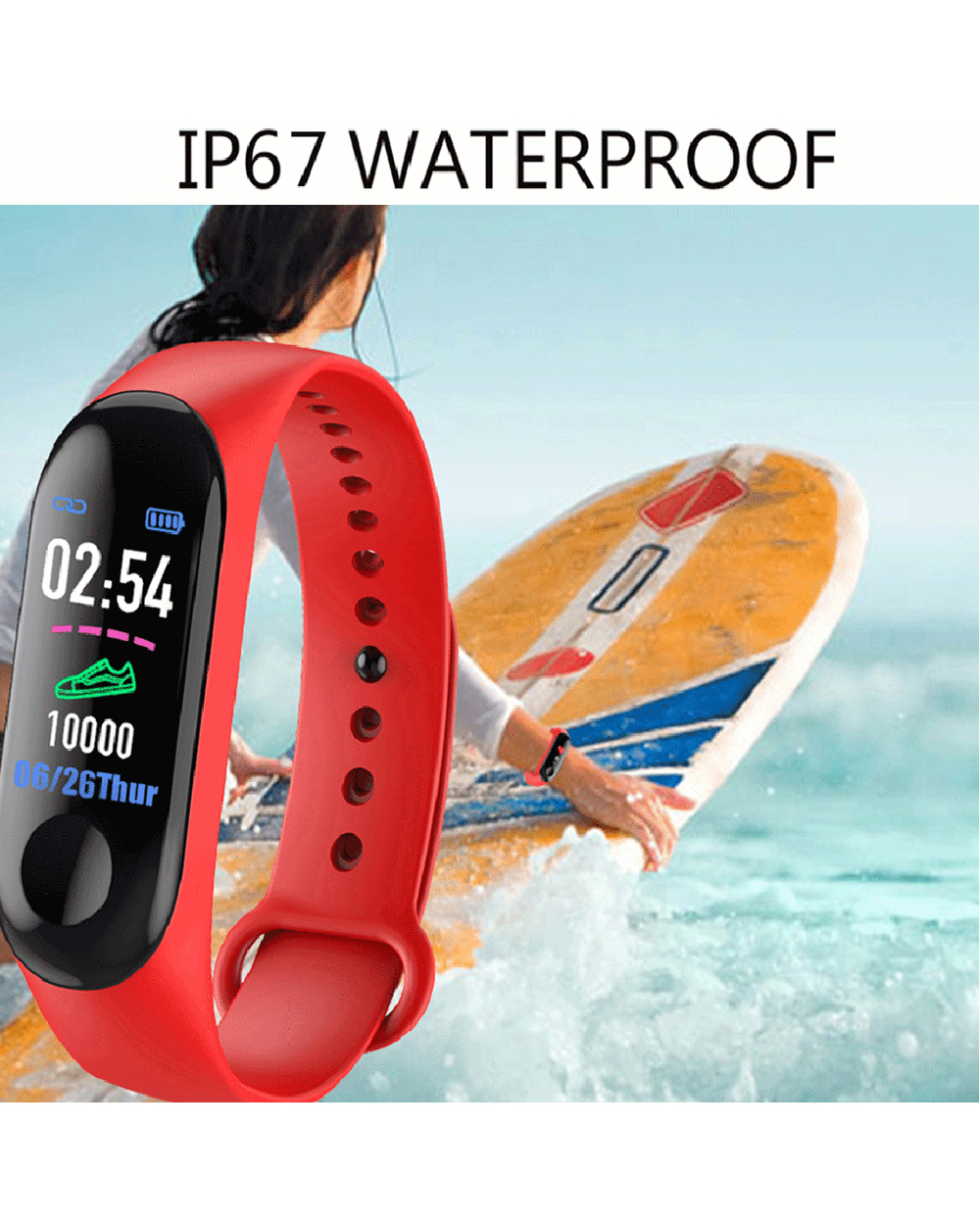 M3 Plus Smart Band Health Wristband Waterproof Fitness Tracker Blood Pressure Heart Rate Monitor Smart Bracelet Smart front-3