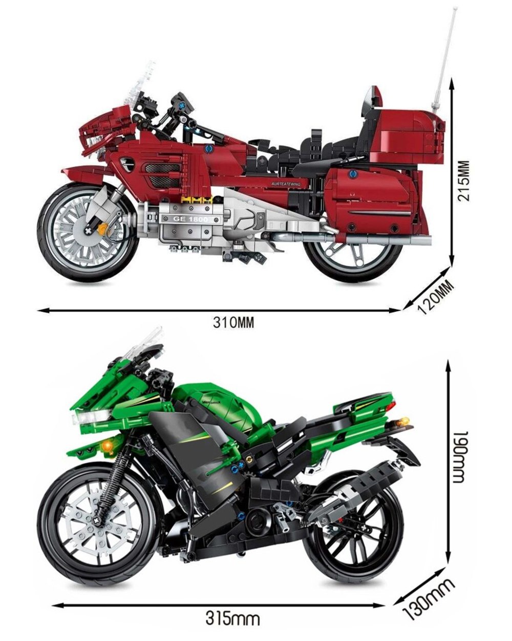 Technical Motorcycle Car MOTO Off Load Autocycle Creative Expert Building Block Motorbike Speed Racing Vehicle Bricks front-5