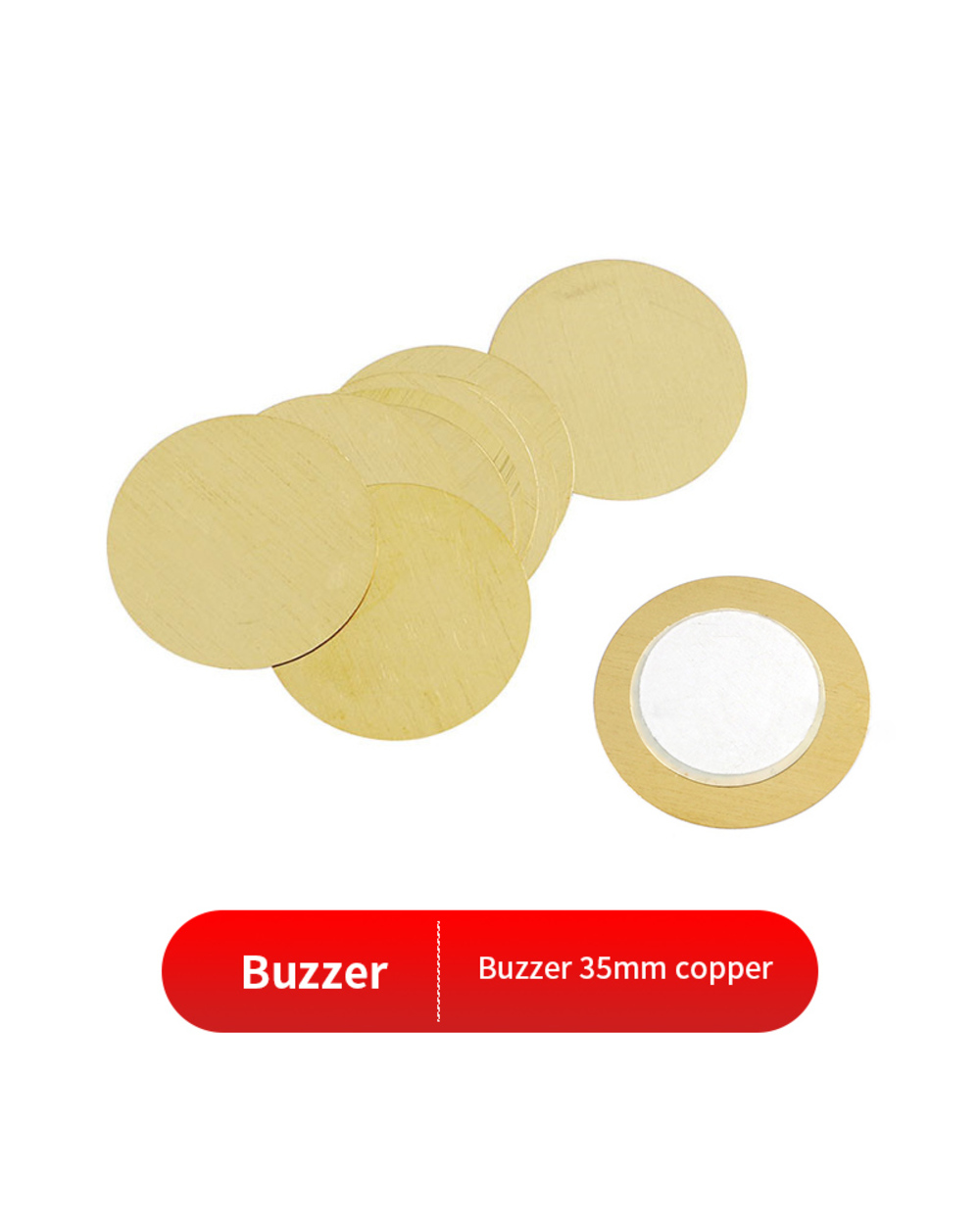 10Pcs 35Mm 50Mm Piezo Elements Buzzer Sounder Sensor Trigger Drum Disc Copper Piezo Buzzers For Arduino Loudspeaker front-1