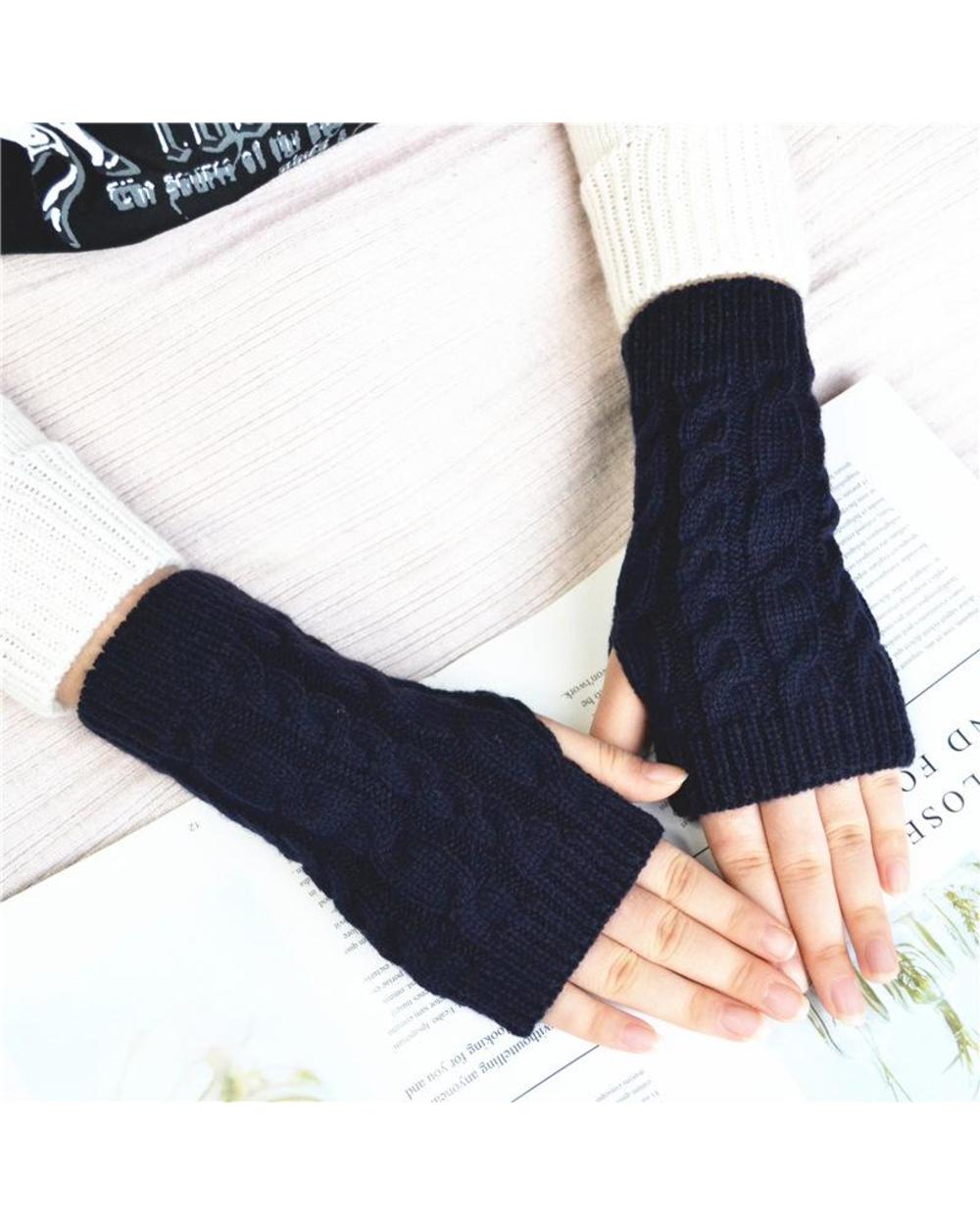 Ladies Fashion Hand Warmer Winter Gloves Arm Crochet Faux Wool Gloves Warm Fingerless Gloves Gants Femme Ladies Gloves front-5