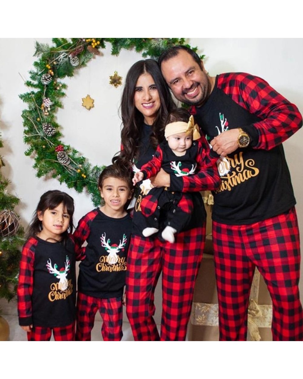Family Matching Outfits Cartoon Christmas Printed Homewear Mom and Daughter Matching Clothes Pajamas Parent-child Wear front-1