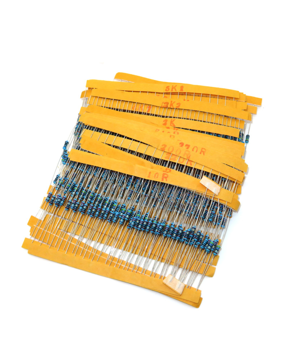 600Pcs/Set 30 Kinds 1/4W Resistance 1% Metal Film Resistor Pack Assorted Kit 1K 10K 100K 220Ohm 1M Resistors 300Pcs/Set front-3