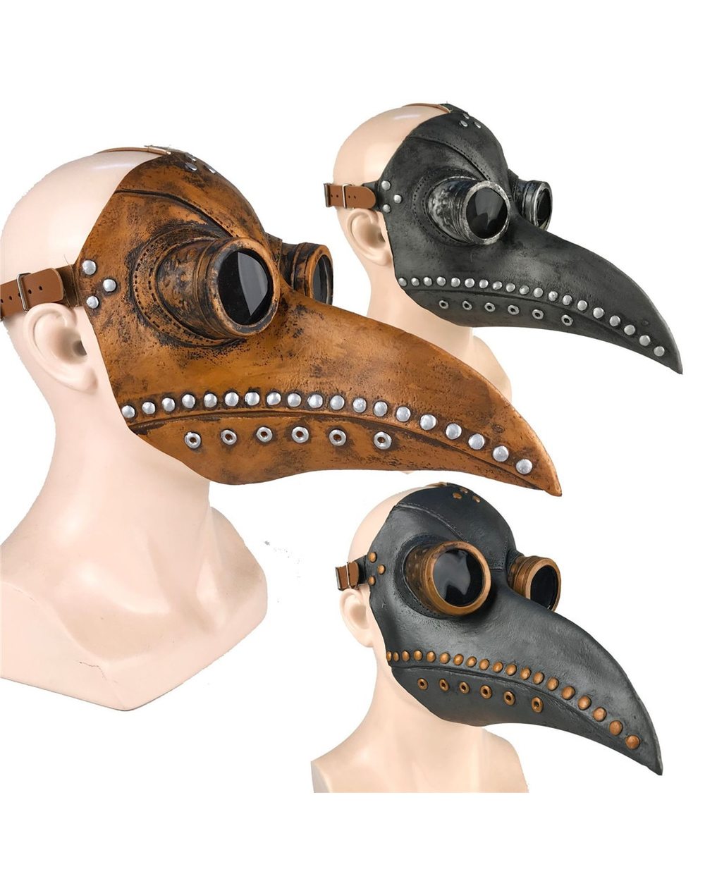 Funny Medieval Steampunk Plague Doctor Bird Mask Latex Punk front-1