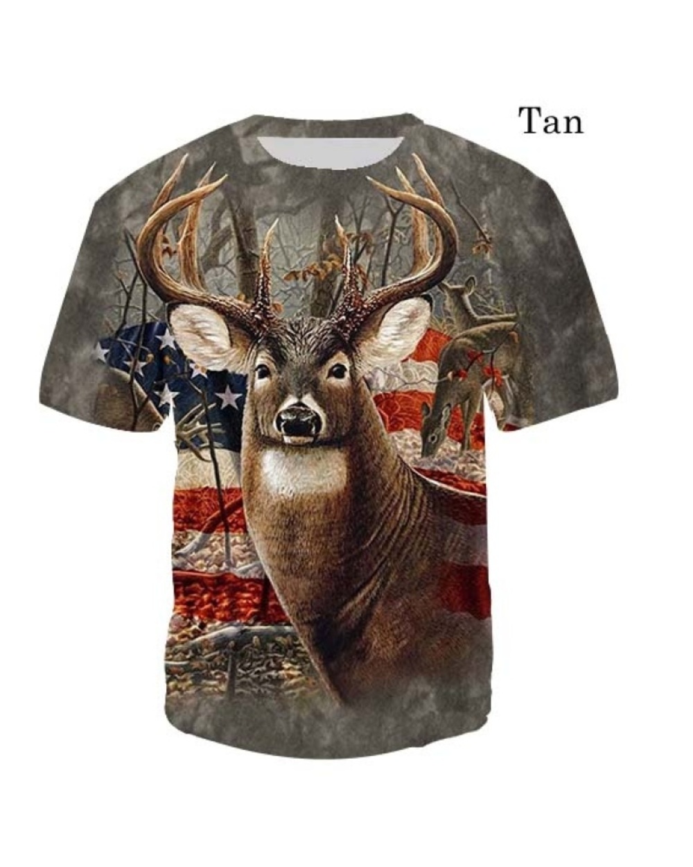 Fashion Cool Deer Hunting Camo Colorful T Shirt Men 3D Printed Animal Tee Tops Plus Size front-4