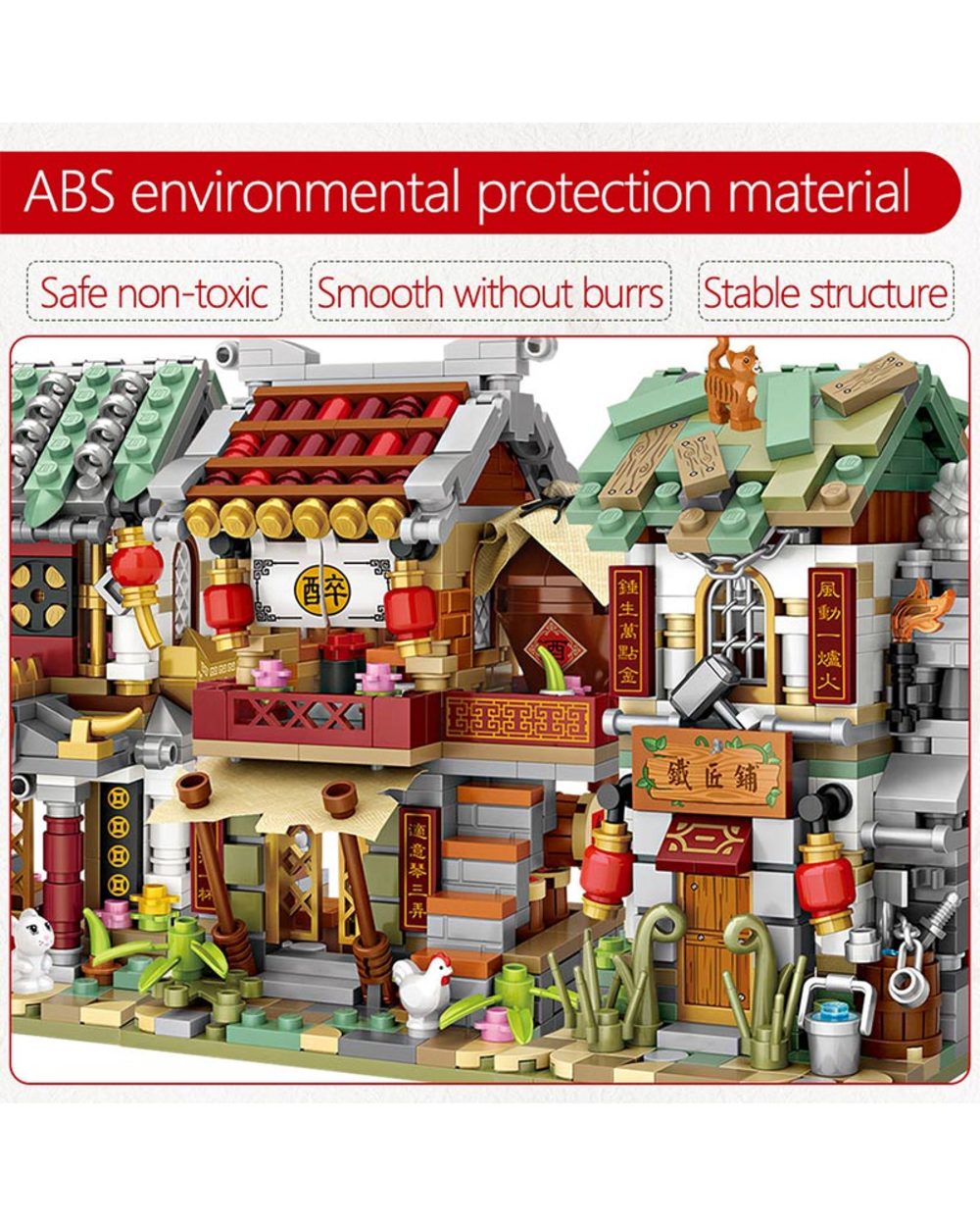 Mini Building Blocks Mini Street City China Street Chinese Tradition Architecture Model Bricks Educational Kids front-3