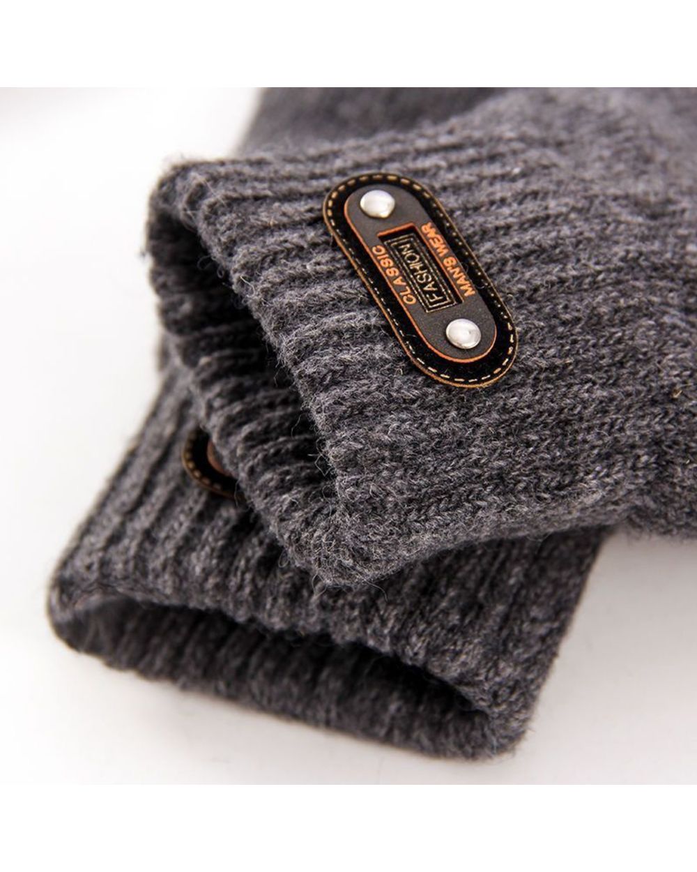 Autumn Winter Men Knitted Gloves Touch Screen High Quality Wool Solid Color Gloves Men Mitten front-5