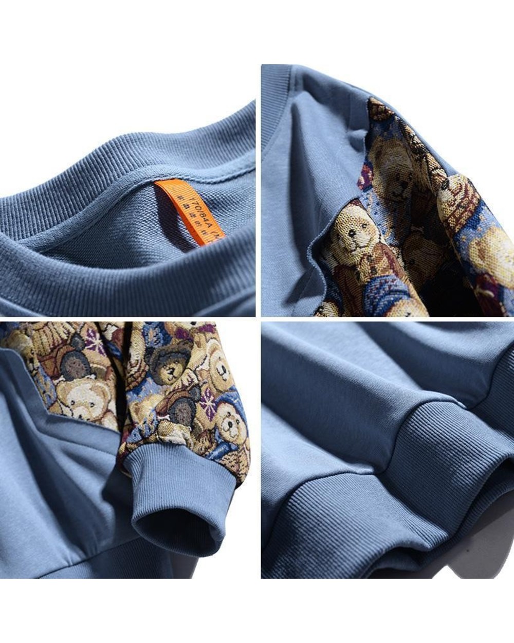Oversized Sweatshirts Harajuku Patchwork Fashion Bear Sweatshirts Long Sleeve Pullover Clothes front-1