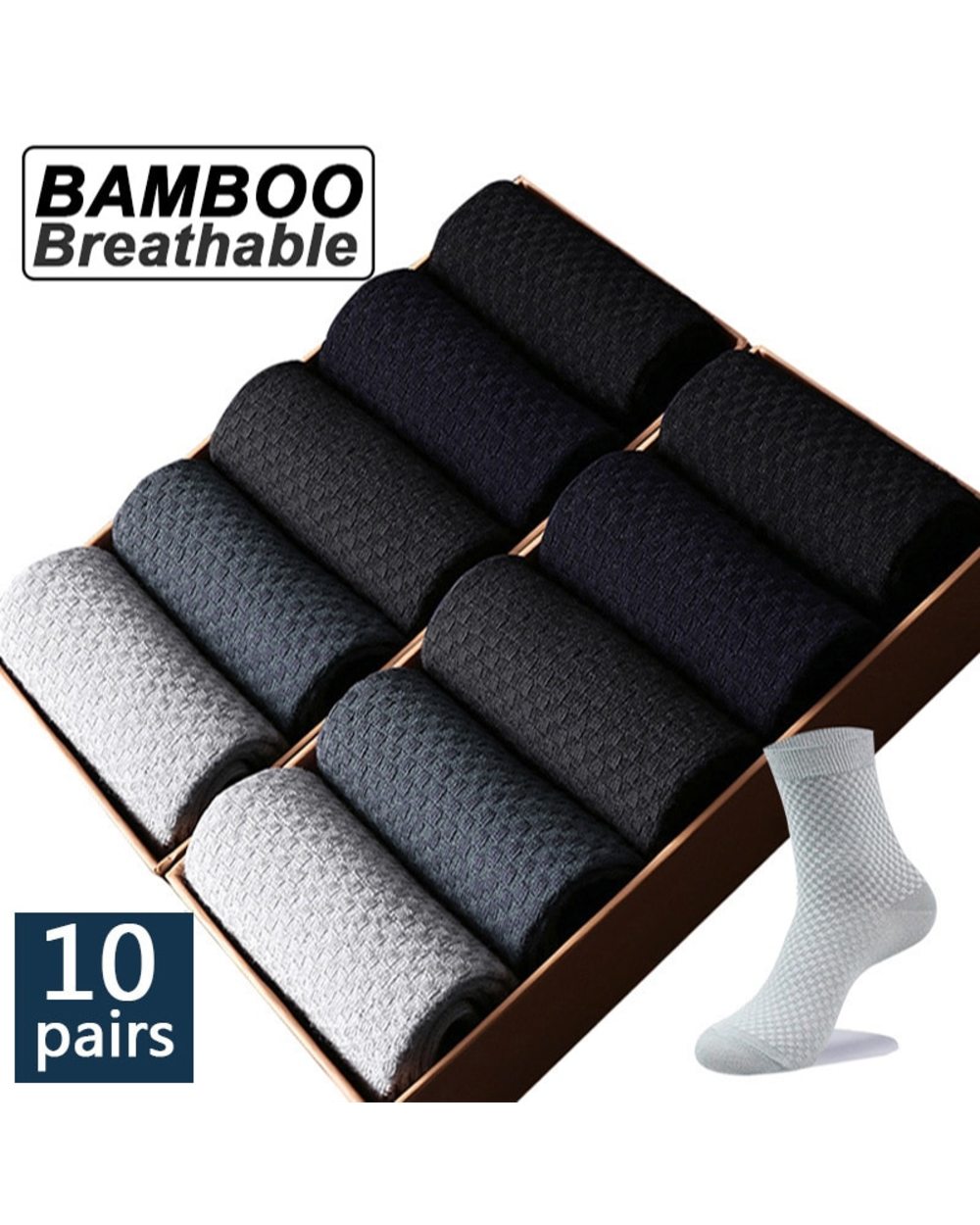 High Quality Combo 10 pairs of men's socks Fiber Socks Men Breathable Compression Long front-0