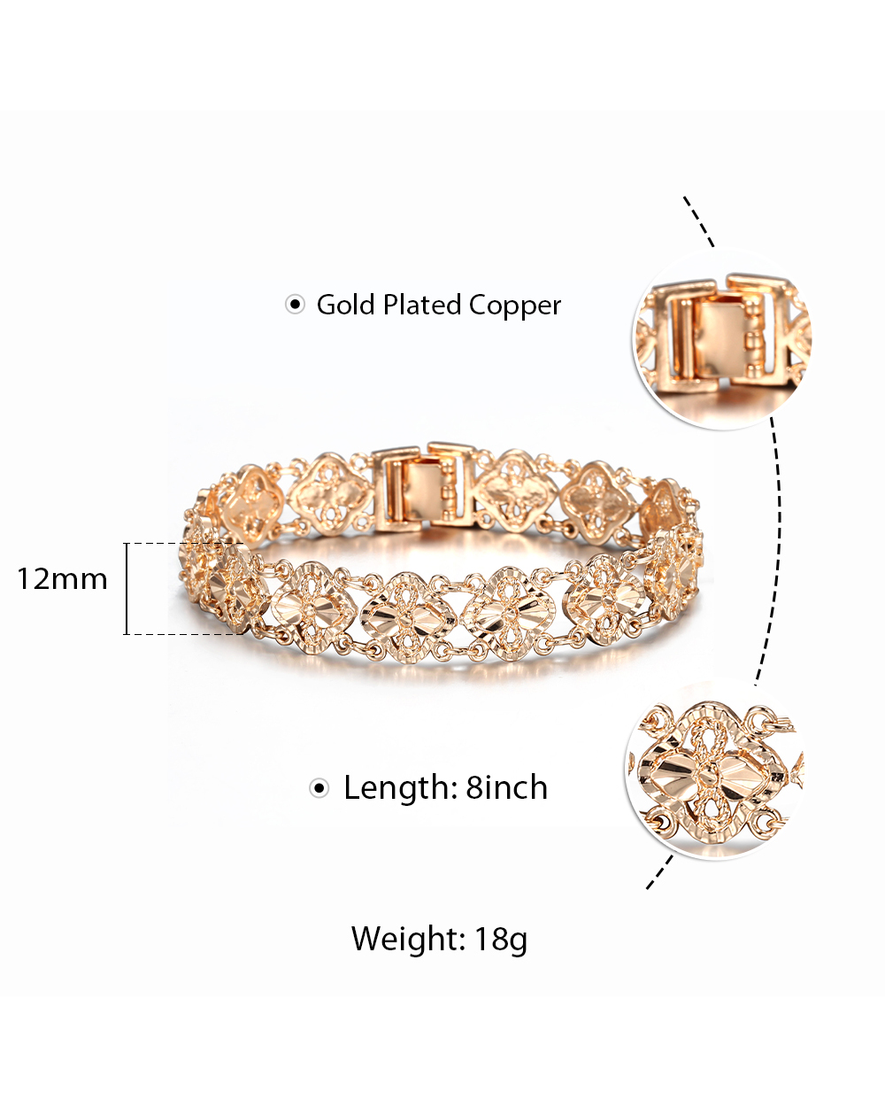 Women Men 585 Rose Gold Bracelet On Hand Bangle Fashion Cut Out Carved Flower Heart Oval Wristband Chains Bracelets Cbm front-3