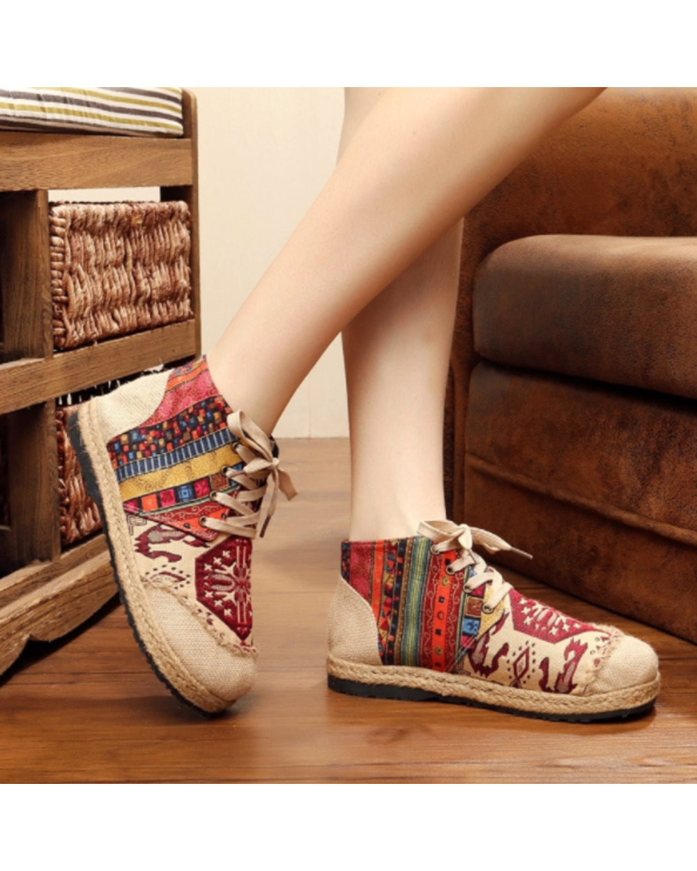 Embroider Shoes Women Ankle Boots Flat Autumn Shoes Comfortable Cloth Shoes VG06 front-1