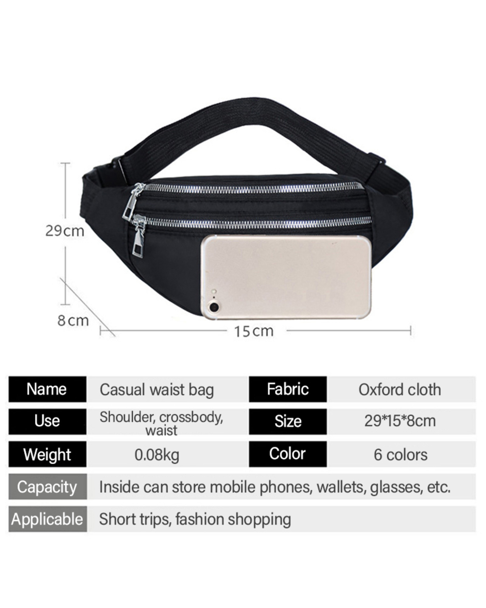 Fanny Pack Women Fashion Waist Pack Casual Crossbody Chest Bags Unisex Hip Bum Bag Travel Waterproof Belt Bag Sport Pur front-3