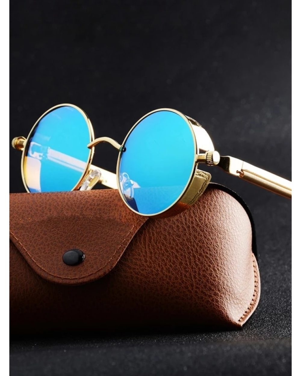 Metal Steampunk Sunglasses Men Women Fashion Round Glasses Brand Designer Vintage Sun Glasses High Quality Oculos De So front-1