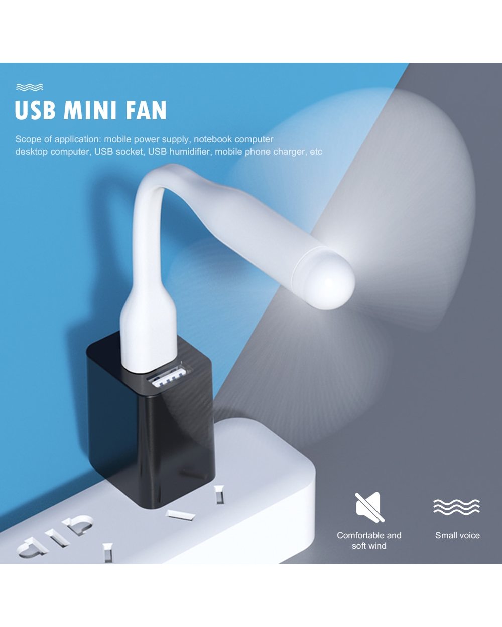 Creative Mini Flexible Bendable USB Fan front-1