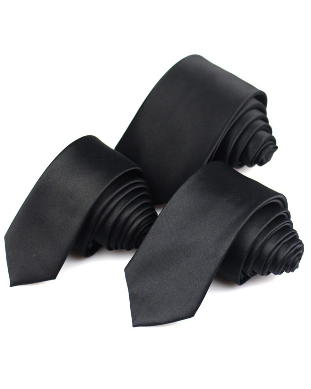 New Classic Black Ties For Men Silk Mens Neckties For Wedding Party Business Adult Neck Tie 3 Sizes Casual Solid Tie front-0