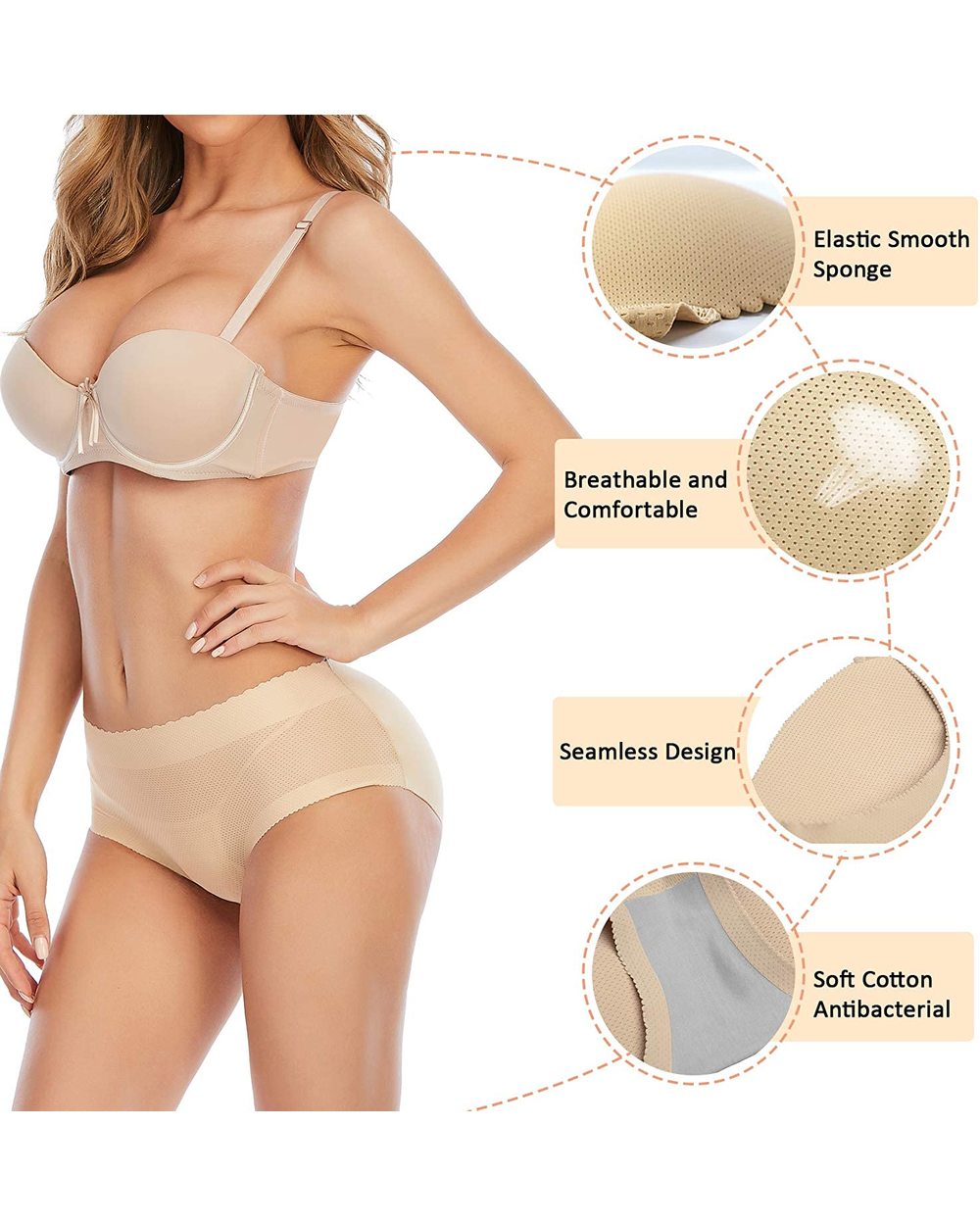 Women Padded Push Up Panties Butt Lifter Shaper Fake Ass Buttocks Hip Pads Invisible Control Panties Briefs Underwear front-1