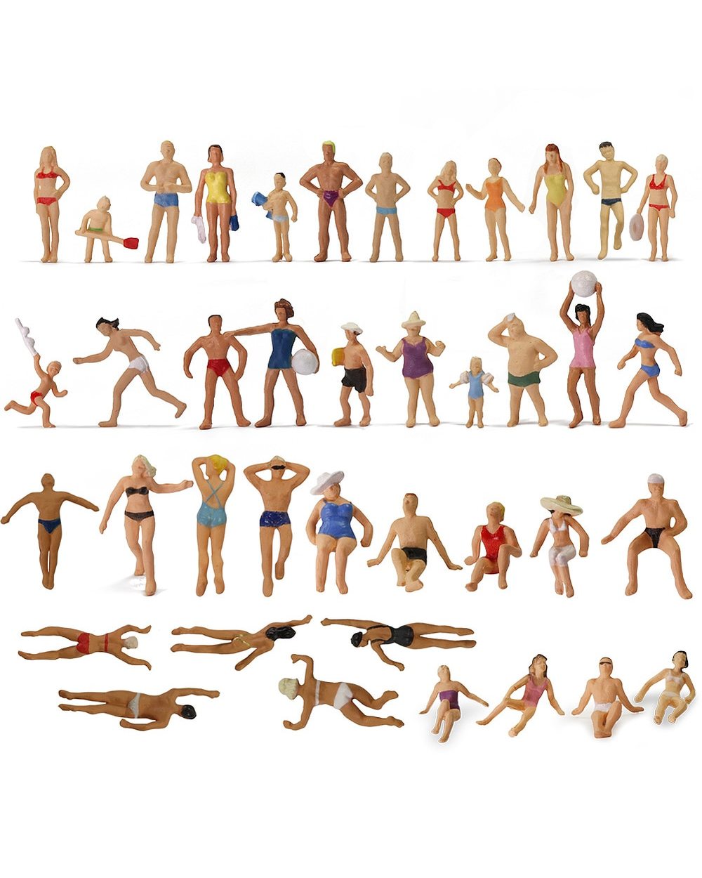 40pcs Different Poses HO Scale 1 87 Swimming Figures Swimming People Beach Scenery Layout Miniature front-0