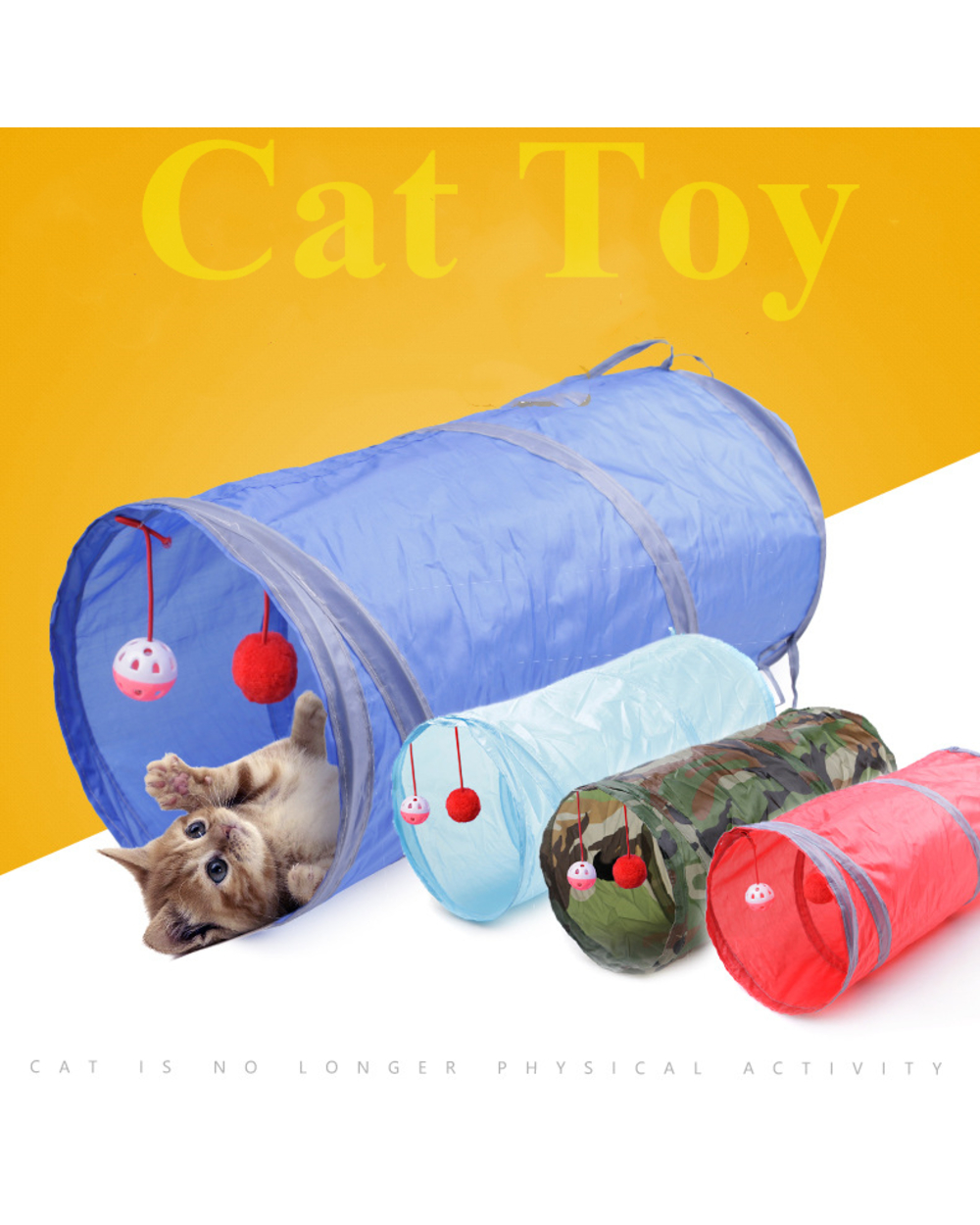 Indoor 2/3/4 5-Way Collapsible Cat Tunnel Tube Kitty Tunnel Bored Cat Pet Toys Peek Hole Toy Cat Puppy Kitty Kitten Rab front-3