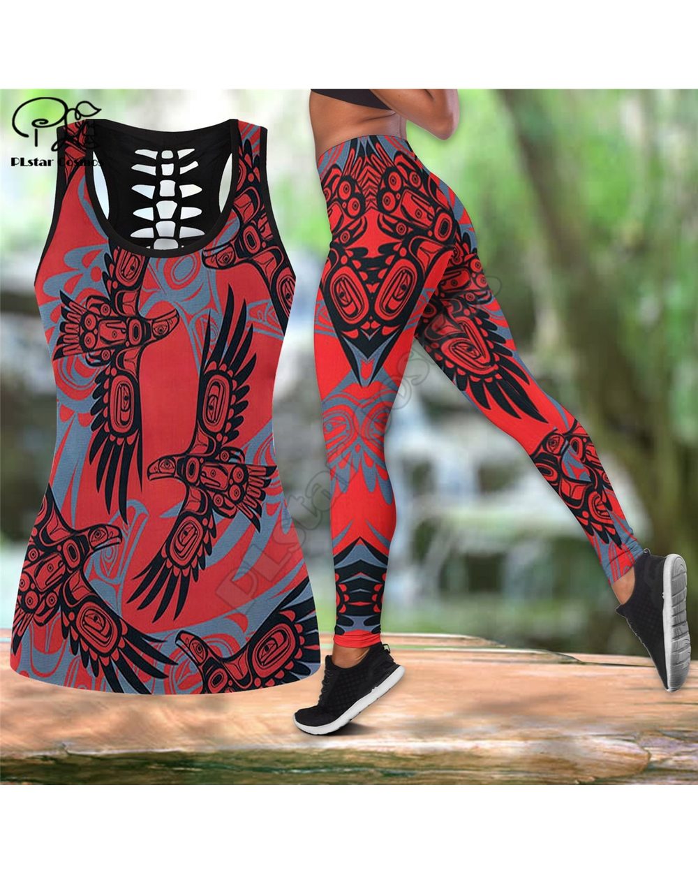 Workout Pants geometry horse 3D Printed Hollow Tanktop sexy Yoga Suit Fitness Soft Legging front-4