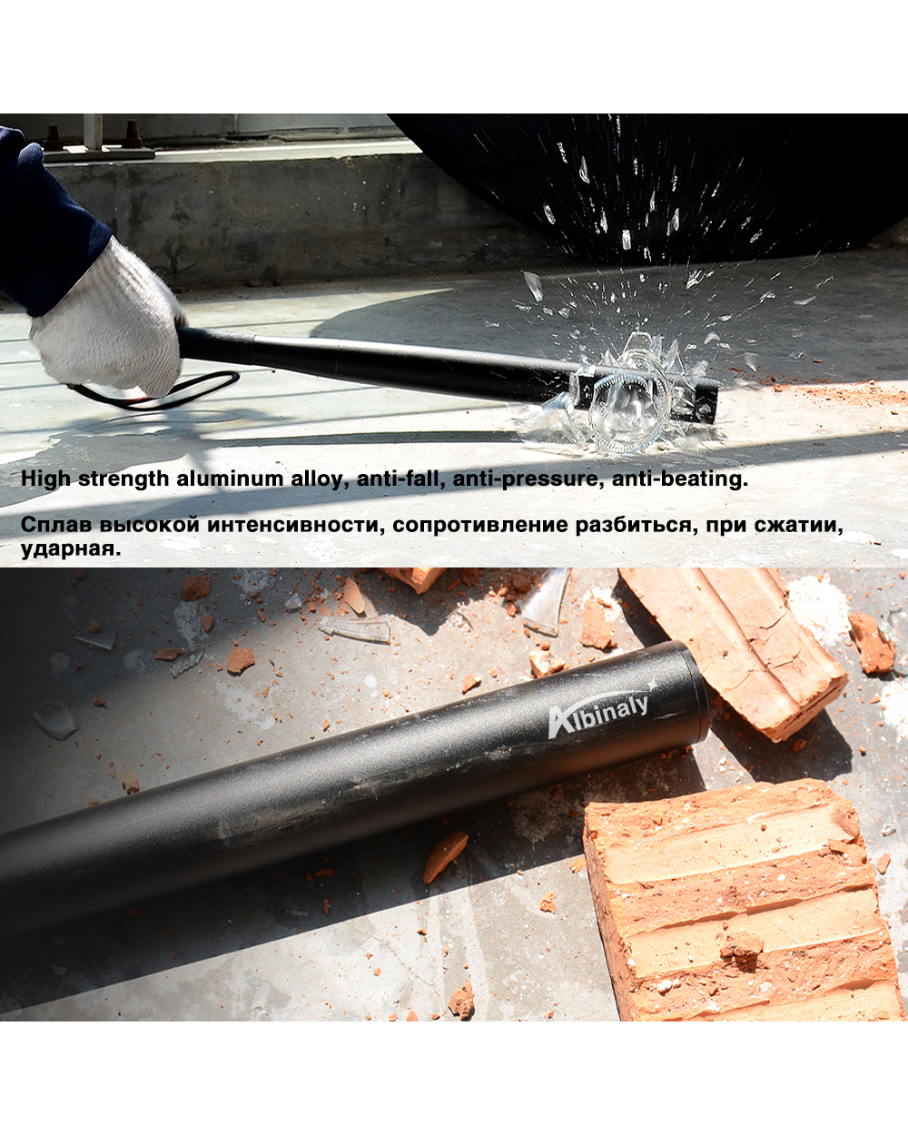 Baseball Bat Led Flashlight Waterproof Super Bright Baton Aluminium Alloy Torch For Emergency And Self Defense front-3