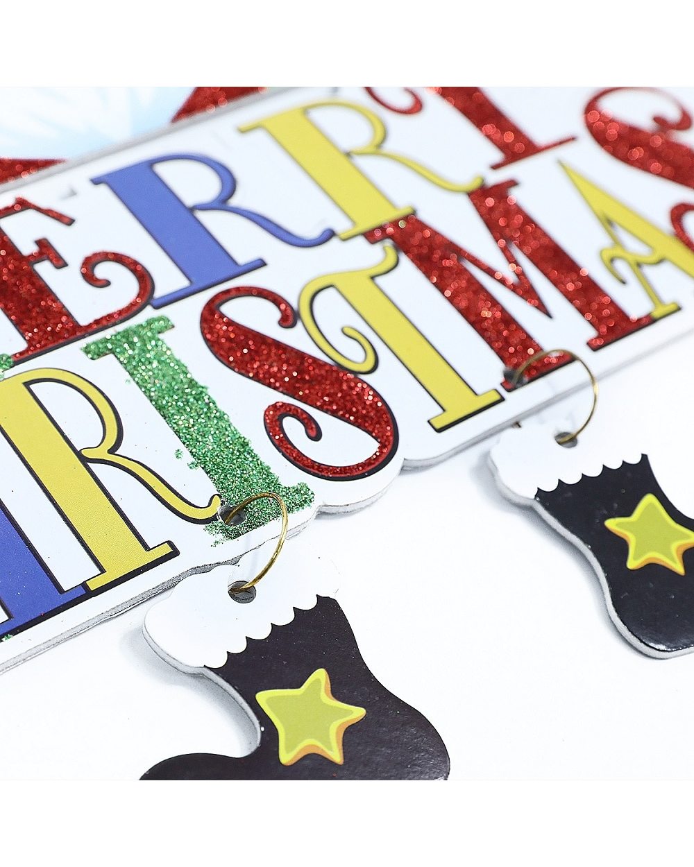 1Pc Glitter Hanging Merry Christmas Pendants Santa Claus Snowman House Door Sign 2022 New Year Party Navidad Noel front-5