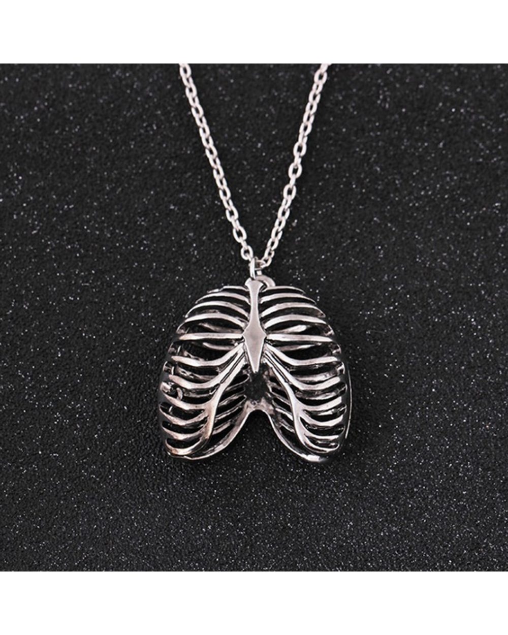 Skeleton Pendant Necklace Anatomy Anatomical Human Rib Chest Necklace front-0