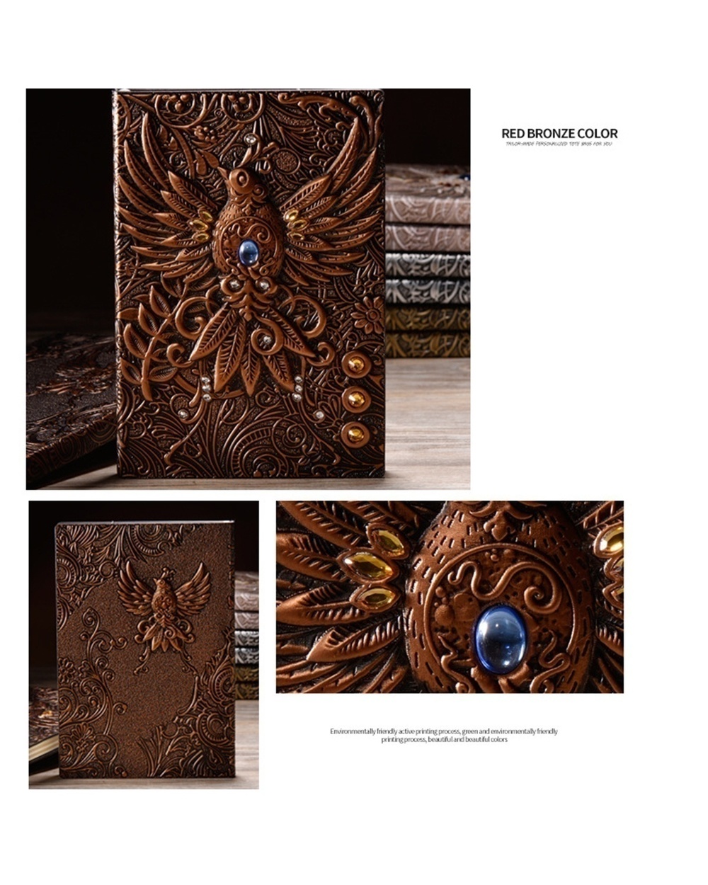 Fashion Vintage Embossed Leather Printing Travel Diary Notebook Travel Journal A5-Note Book 1Pcs front-3